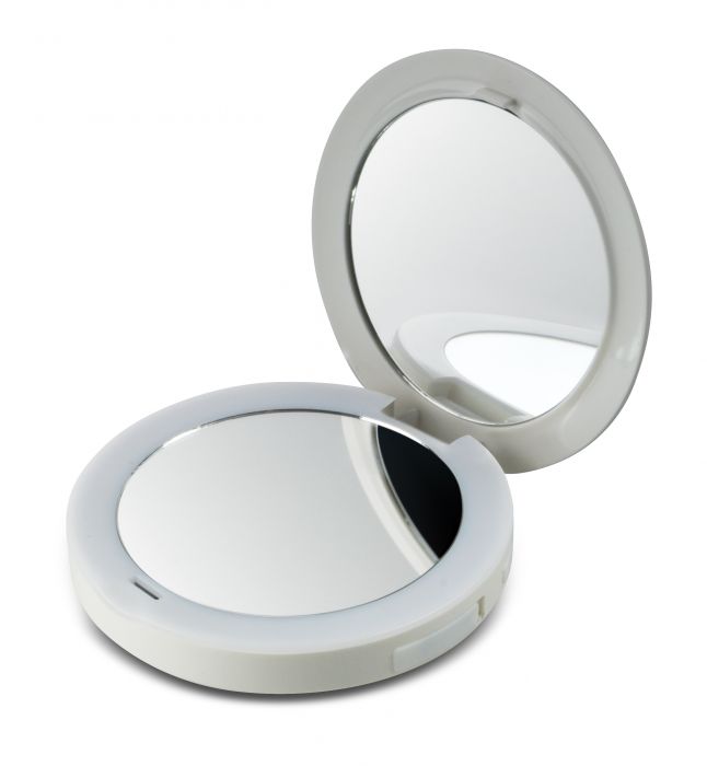 Компактное зеркало Pretty&Powerful 2х увеличение с подсветкой и функцией Powerbank HoMedics