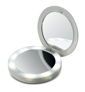 Компактное зеркало Pretty&Powerful 2х увеличение с подсветкой и функцией Powerbank HoMedics